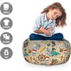 Ambesonne Black and White Storage Toy Bag Chair, Monochrome Interlocking Stripes Pattern with Modern Abstract Inspirations, Stuffed Animal Organizer Washable Bag, Large Size, White Black(Tan White)