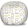 Ambesonne Black and White Storage Toy Bag Chair, Monochrome Interlocking Stripes Pattern with Modern Abstract Inspirations, Stuffed Animal Organizer Washable Bag, Large Size, White Black(Mustard White)