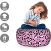 Ambesonne Black and White Storage Toy Bag Chair, Monochrome Interlocking Stripes Pattern with Modern Abstract Inspirations, Stuffed Animal Organizer Washable Bag, Large Size, White Black(Grey Pink)