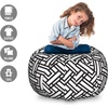 Ambesonne Black and White Storage Toy Bag Chair, Monochrome Interlocking Stripes Pattern with Modern Abstract Inspirations, Stuffed Animal Organizer Washable Bag, Large Size, White Black(White Black)