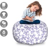 Ambesonne Black and White Storage Toy Bag Chair, Monochrome Interlocking Stripes Pattern with Modern Abstract Inspirations, Stuffed Animal Organizer Washable Bag, Large Size, White Black(Blue Grey)