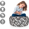 Ambesonne Black and White Storage Toy Bag Chair, Monochrome Interlocking Stripes Pattern with Modern Abstract Inspirations, Stuffed Animal Organizer Washable Bag, Large Size, White Black(White Black)