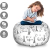 Ambesonne Black and White Storage Toy Bag Chair, Monochrome Interlocking Stripes Pattern with Modern Abstract Inspirations, Stuffed Animal Organizer Washable Bag, Large Size, White Black(White and Black)