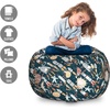 Ambesonne Black and White Storage Toy Bag Chair, Monochrome Interlocking Stripes Pattern with Modern Abstract Inspirations, Stuffed Animal Organizer Washable Bag, Large Size, White Black(Navy Blue)