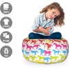 Ambesonne Black and White Storage Toy Bag Chair, Monochrome Interlocking Stripes Pattern with Modern Abstract Inspirations, Stuffed Animal Organizer Washable Bag, Large Size, White Black(Pink Blue)