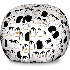 Ambesonne Black and White Storage Toy Bag Chair, Monochrome Interlocking Stripes Pattern with Modern Abstract Inspirations, Stuffed Animal Organizer Washable Bag, Large Size, White Black(Charcoal Grey Marigold)
