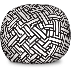 Ambesonne Black and White Storage Toy Bag Chair, Monochrome Interlocking Stripes Pattern with Modern Abstract Inspirations, Stuffed Animal Organizer Washable Bag, Large Size, White Black(White Black)