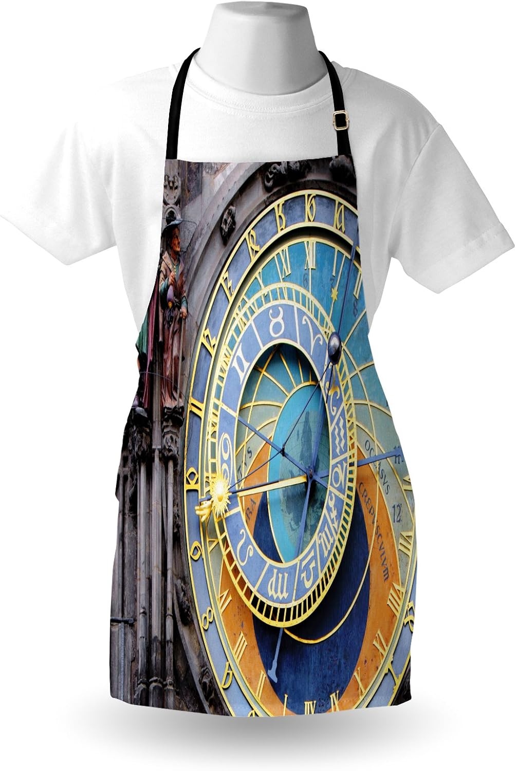 image:imageAmbesonne Clock Apron Prague Astronomical Clock in the Old Town an European Medieval Landmark of City Unisex Kitchen Bib with Adjustable Neck for Cooking Gardening Adult Size Blue Yellow