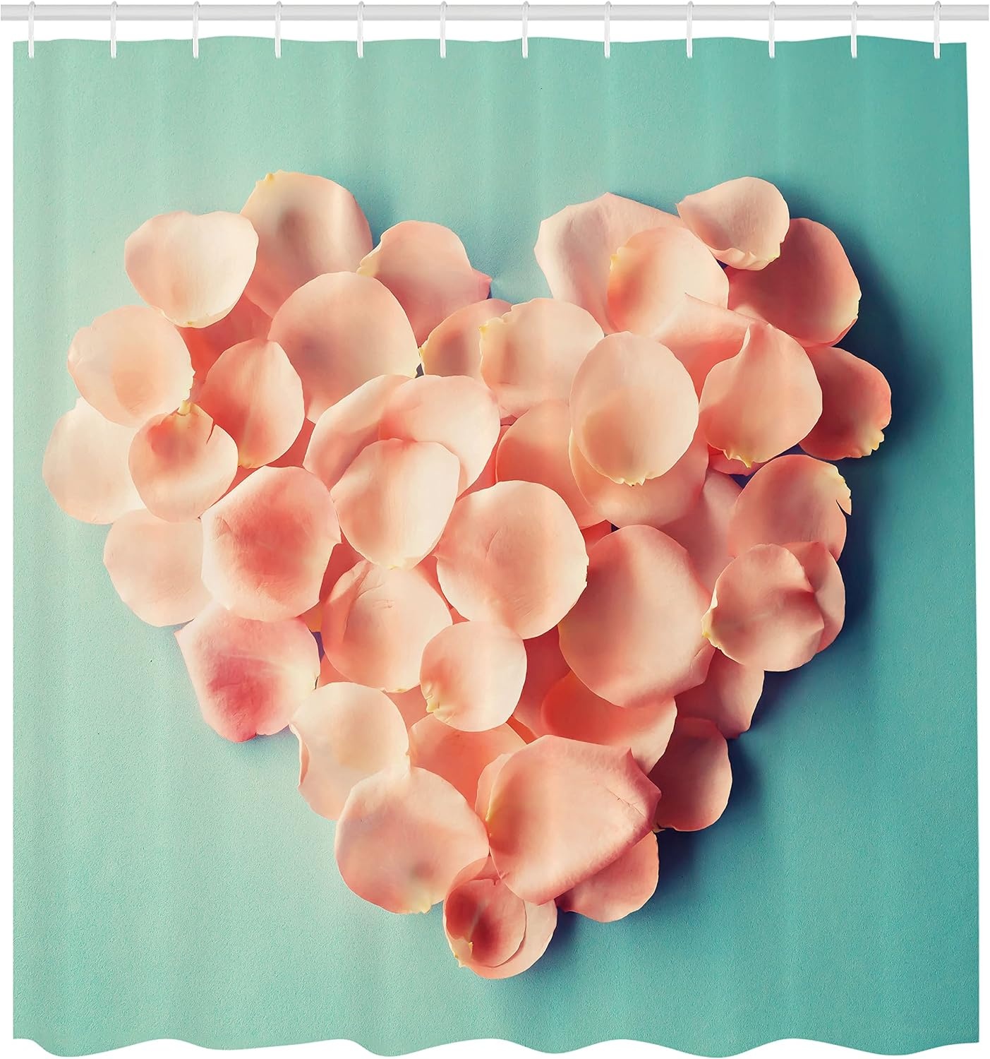 image:imageAmbesonne Coral Shower Curtain Heart Shaped Floral Petals Valentines Mothers and Wedding Day Still Life Cloth Fabric Bathroom Decor Set with Hooks 69 W x 84 L Peach Mint69W x 84L Pack of 1