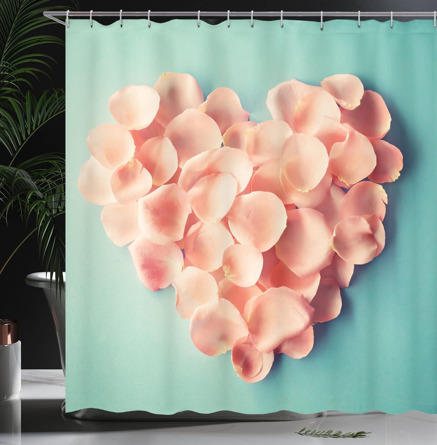 image:imageAmbesonne Coral Shower Curtain Heart Shaped Floral Petals Valentines Mothers and Wedding Day Still Life Cloth Fabric Bathroom Decor Set with Hooks 69 W x 84 L Peach Mint69W x 70L Pack of 1