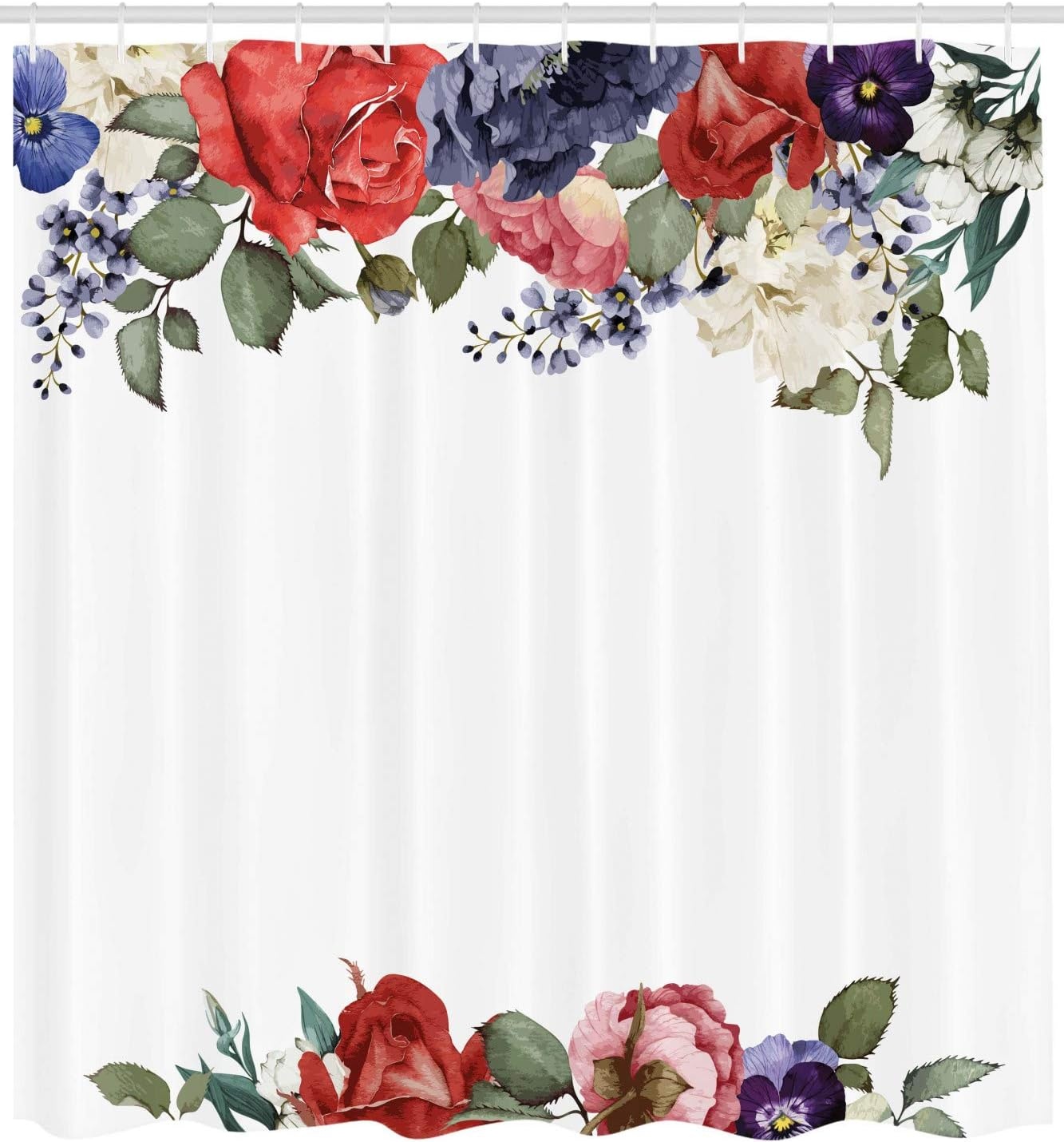 image:imageAmbesonne Floral Shower Curtain Romantic Wedding Valentines Inspired Mix Rose Peony Petals Floral Wreath Design Cloth Fabric Bathroom Decor Set with Hooks 69 W x 75 L Multicolor69 W x 75 L