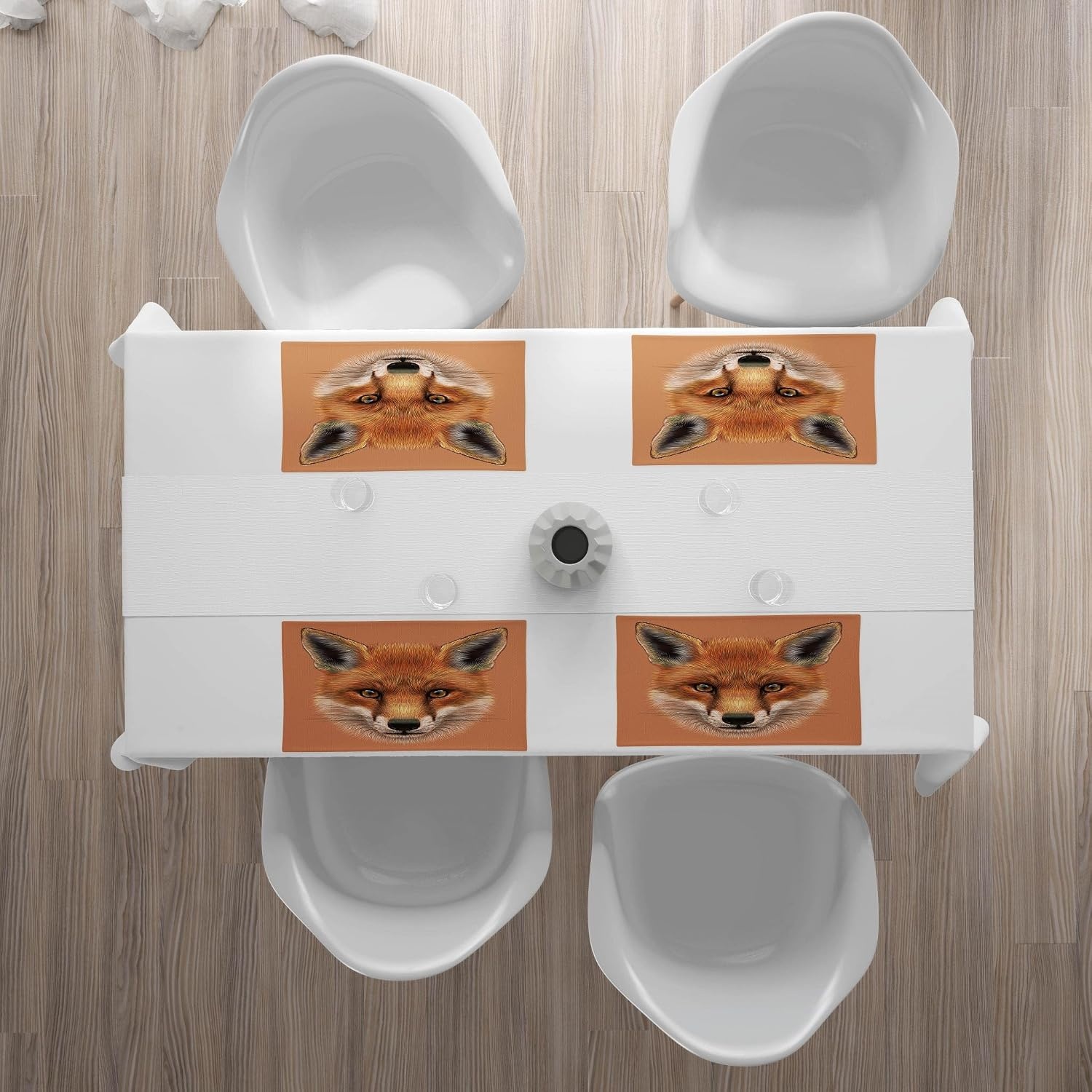 image:imageAmbesonne Fox Place Mats Set of 4 Fluffy Face of Forest Fox Young Baby Mammal Predator Canine Vixen Washable Fabric Placemats for Dining Room Kitchen Table Decor Pale Brown Orange White