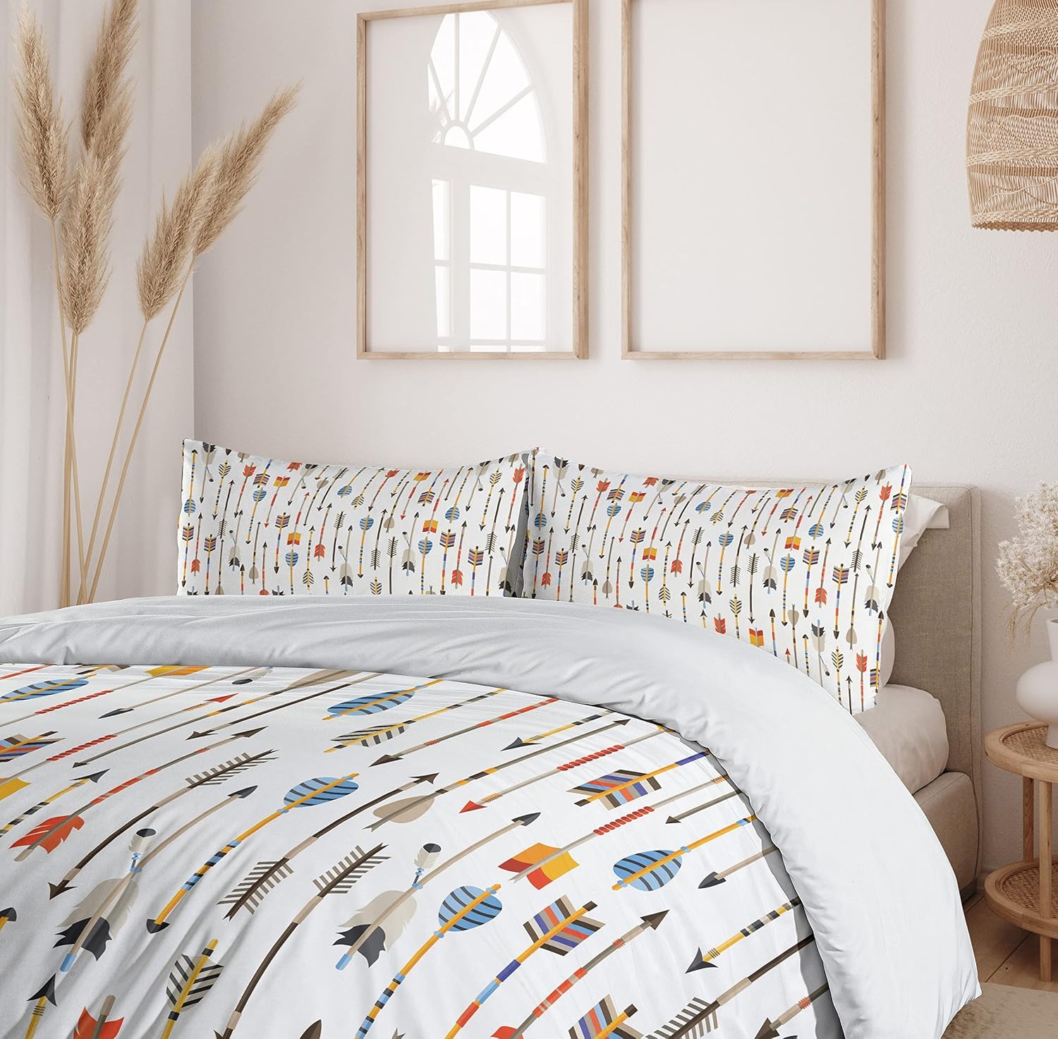 image:imageAmbesonne Halloween Duvet Cover Set Funny Bat with Plate Boo Fangs Scare Frighten Seasonal Cartoon Print Decorative 2 Piece Bedding Set with 1 Pillow Sham Twin Size White OrangeOrange