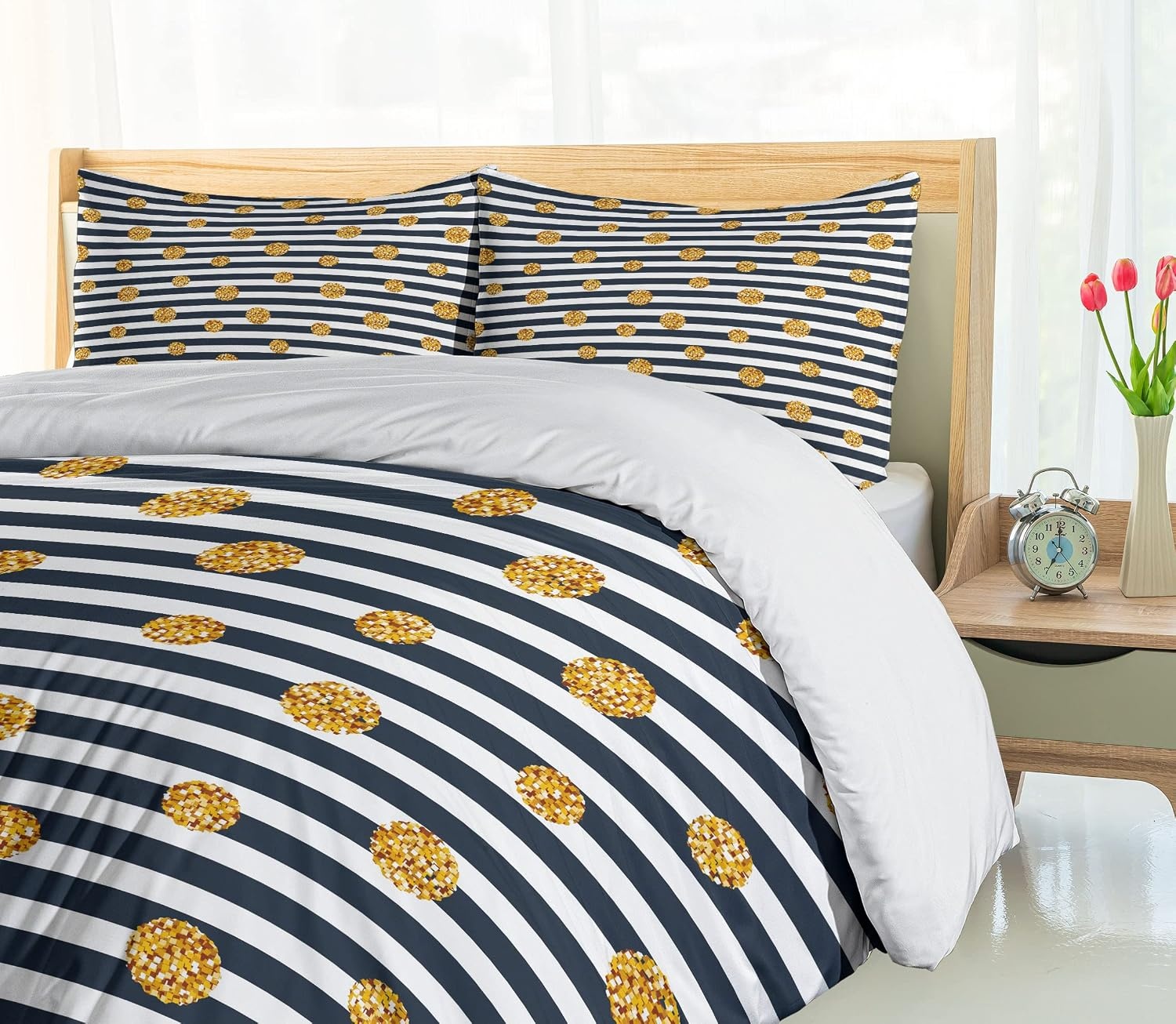 image:imageAmbesonne Halloween Duvet Cover Set Funny Bat with Plate Boo Fangs Scare Frighten Seasonal Cartoon Print Decorative 2 Piece Bedding Set with 1 Pillow Sham Twin Size White OrangeYellow Blue