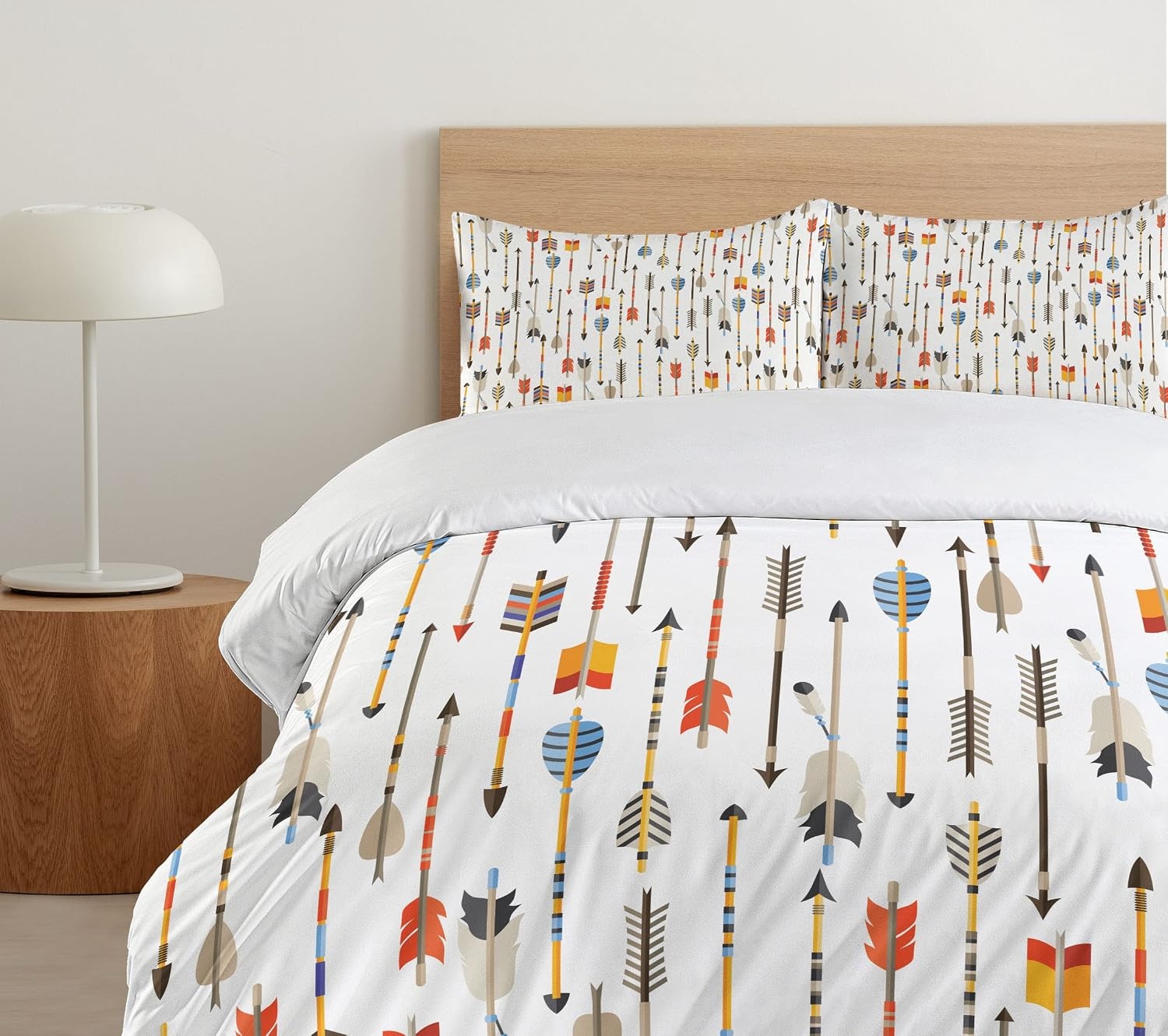 image:imageAmbesonne Halloween Duvet Cover Set Funny Bat with Plate Boo Fangs Scare Frighten Seasonal Cartoon Print Decorative 2 Piece Bedding Set with 1 Pillow Sham Twin Size White OrangeOrange