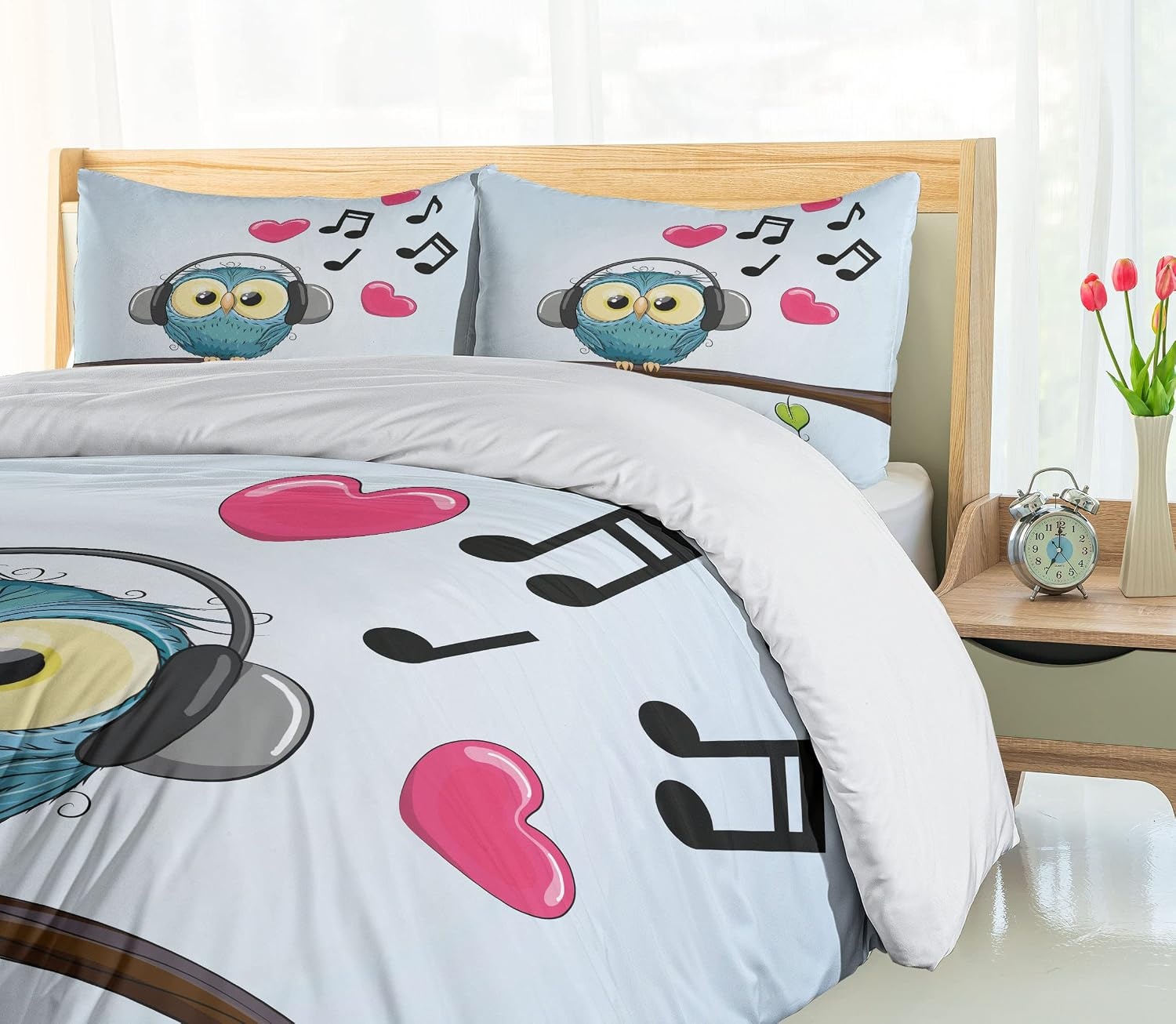 image:imageAmbesonne Halloween Duvet Cover Set Funny Bat with Plate Boo Fangs Scare Frighten Seasonal Cartoon Print Decorative 2 Piece Bedding Set with 1 Pillow Sham Twin Size White OrangeBlue Brown