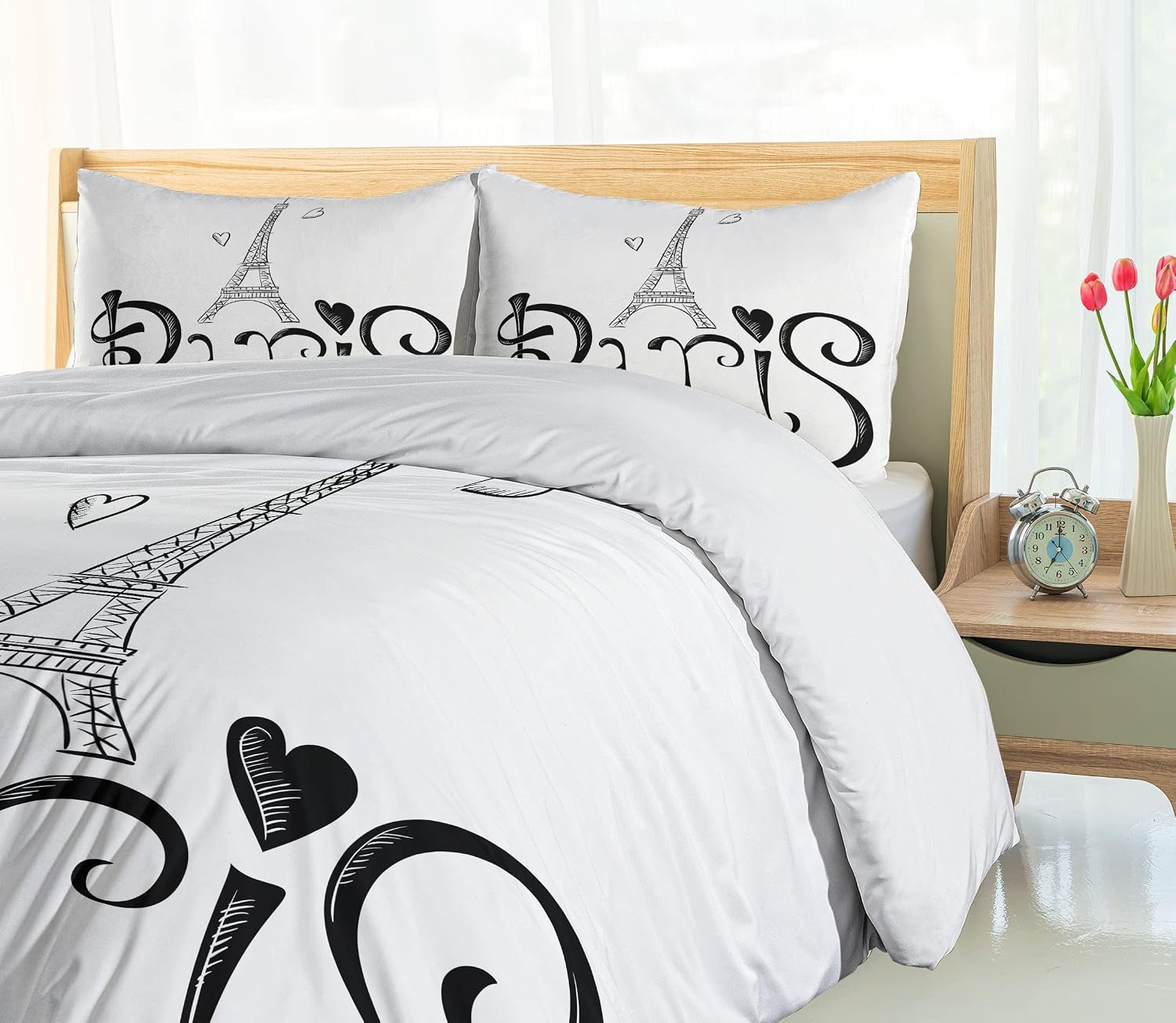 image:imageAmbesonne Halloween Duvet Cover Set Funny Bat with Plate Boo Fangs Scare Frighten Seasonal Cartoon Print Decorative 2 Piece Bedding Set with 1 Pillow Sham Twin Size White OrangeWhite Black