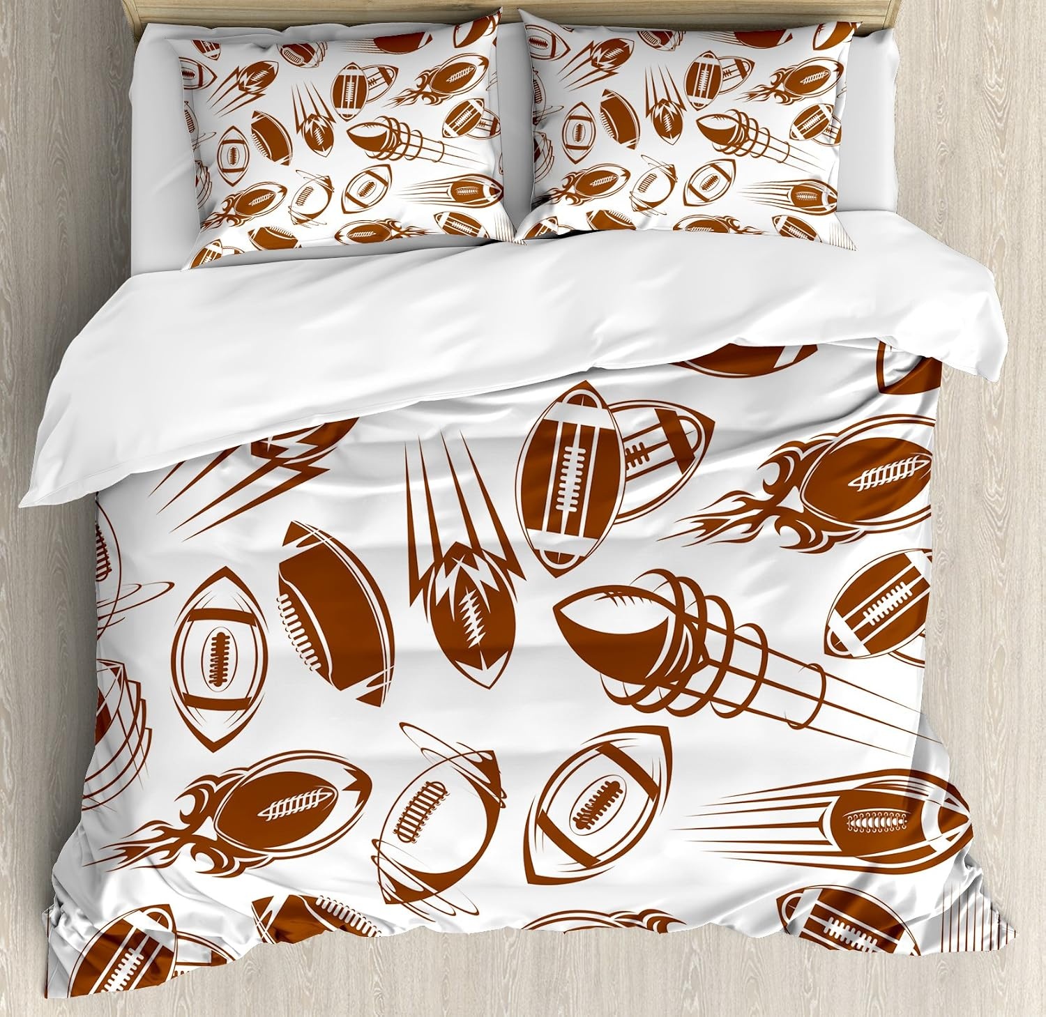 image:imageAmbesonne Halloween Duvet Cover Set Funny Bat with Plate Boo Fangs Scare Frighten Seasonal Cartoon Print Decorative 2 Piece Bedding Set with 1 Pillow Sham Twin Size White OrangeWhite Brown