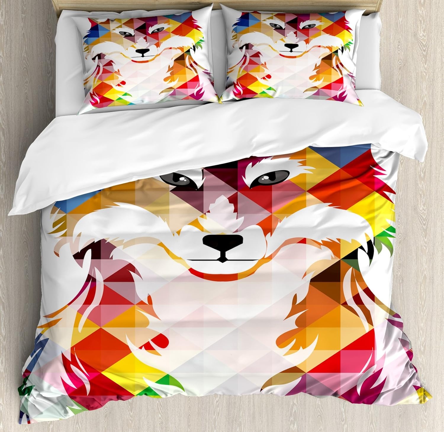 image:imageAmbesonne Halloween Duvet Cover Set Funny Bat with Plate Boo Fangs Scare Frighten Seasonal Cartoon Print Decorative 2 Piece Bedding Set with 1 Pillow Sham Twin Size White OrangeBlue Red