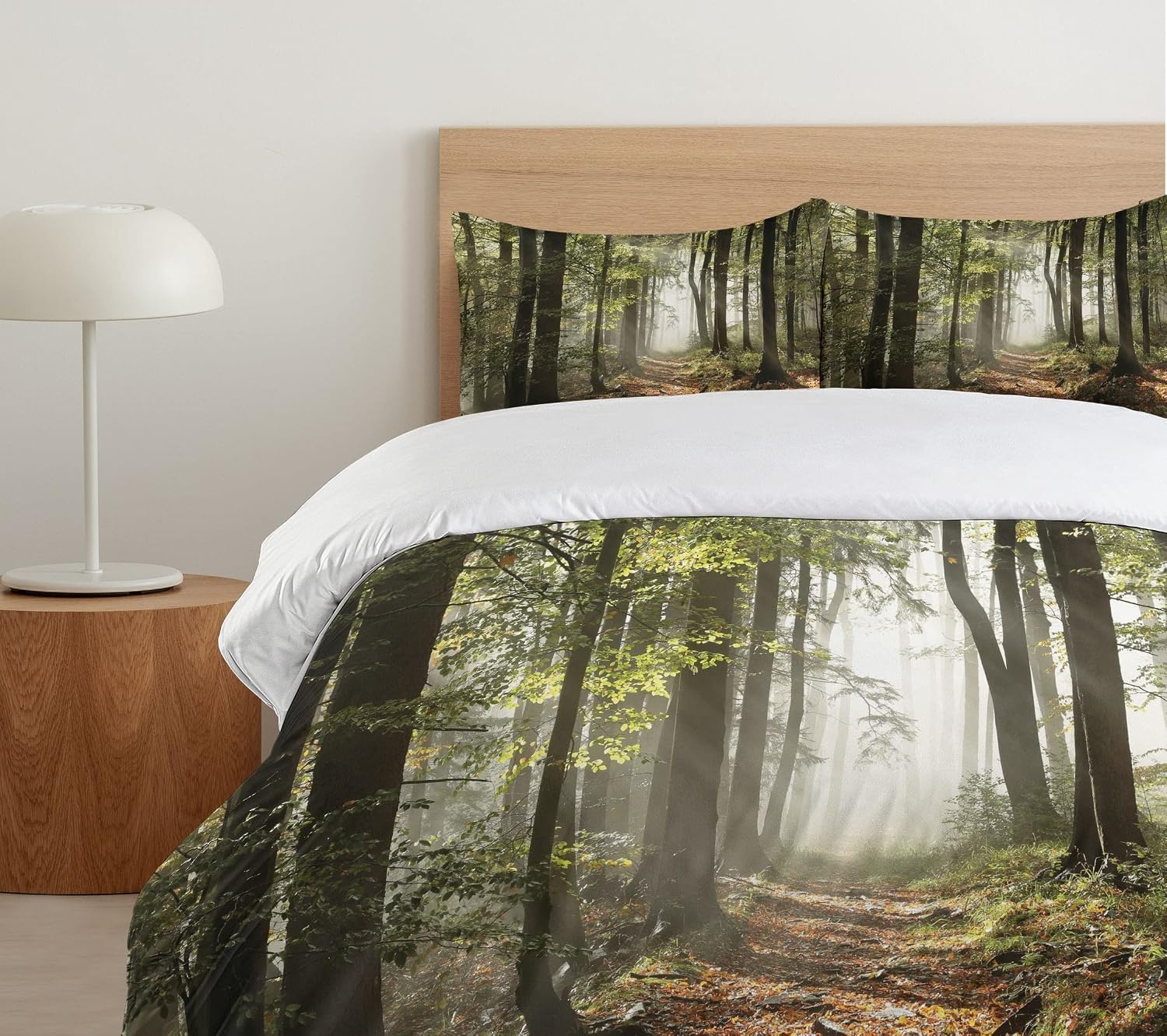 image:imageAmbesonne Halloween Duvet Cover Set Funny Bat with Plate Boo Fangs Scare Frighten Seasonal Cartoon Print Decorative 2 Piece Bedding Set with 1 Pillow Sham Twin Size White OrangeBrown Green