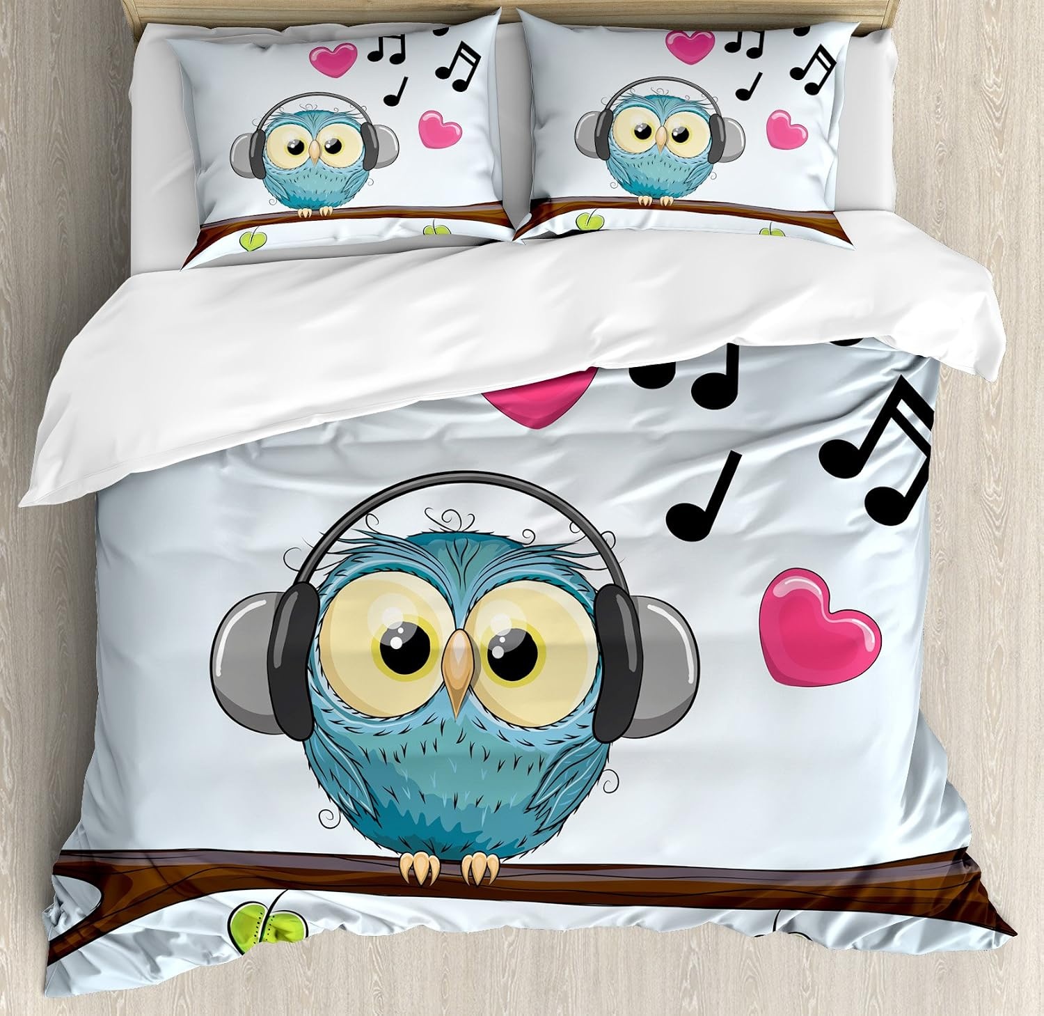 image:imageAmbesonne Halloween Duvet Cover Set Funny Bat with Plate Boo Fangs Scare Frighten Seasonal Cartoon Print Decorative 2 Piece Bedding Set with 1 Pillow Sham Twin Size White OrangeBlue Brown
