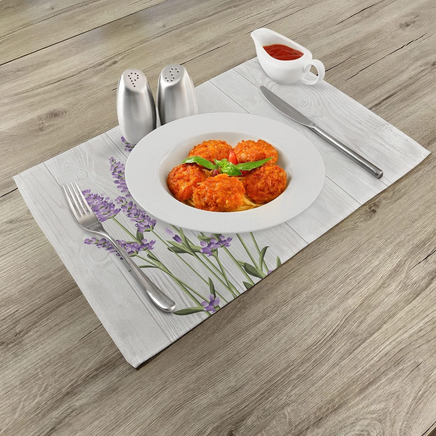 image:imageAmbesonne Lavender Place Mats Set of 4 Aromatic Herbs Bouquet on Rustic Wood Planks Fresh Country Washable Fabric Placemats for Dining Table Standard Size Olive Green