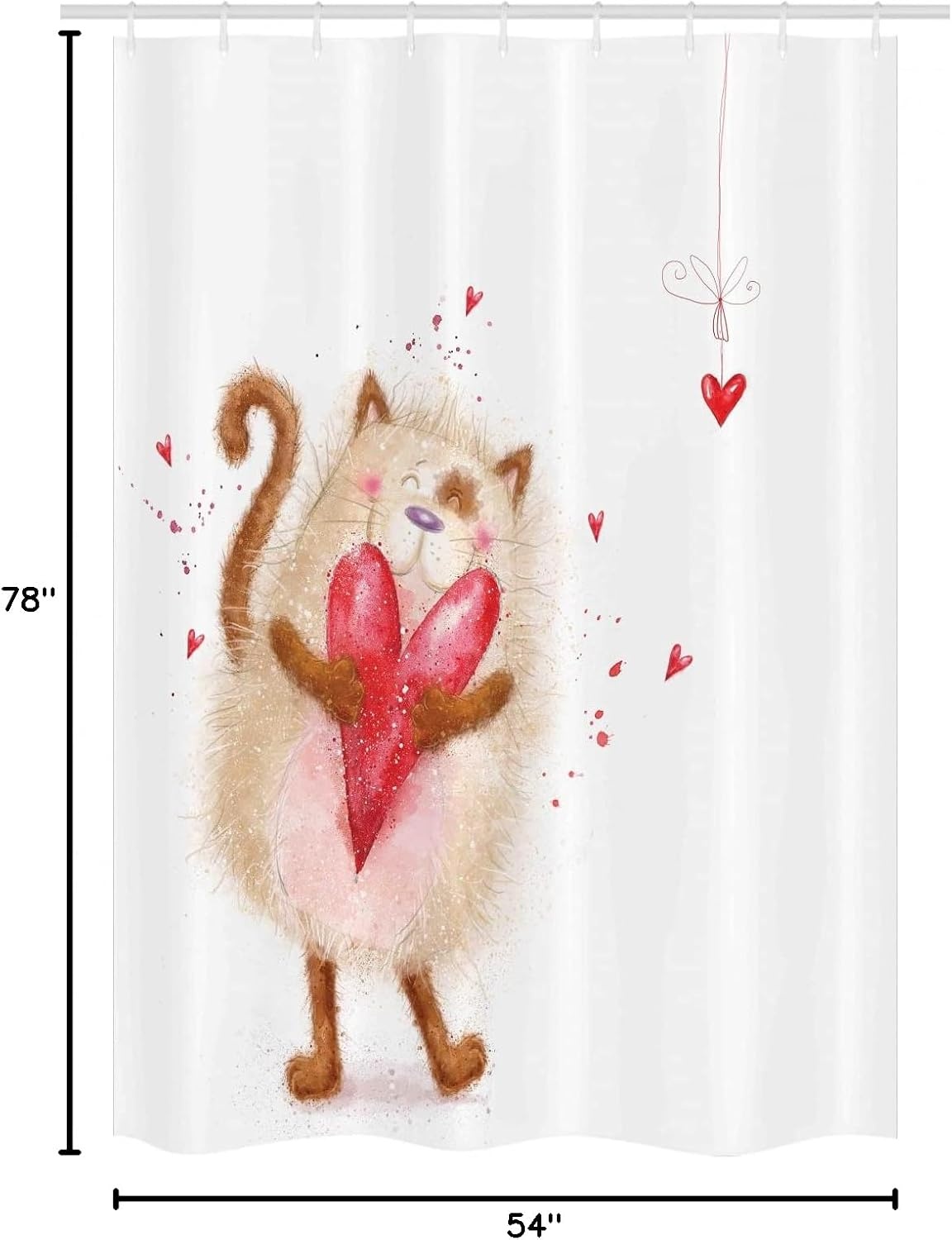image:imageAmbesonne Love Shower Curtain Love Cat with Heart in Love Valentines Day Honeymoon Smile Joyful Cheering Cloth Fabric Bathroom Decor Set with Hooks 69 W x 84 L Brown Cream54W x 78L Pack of 1