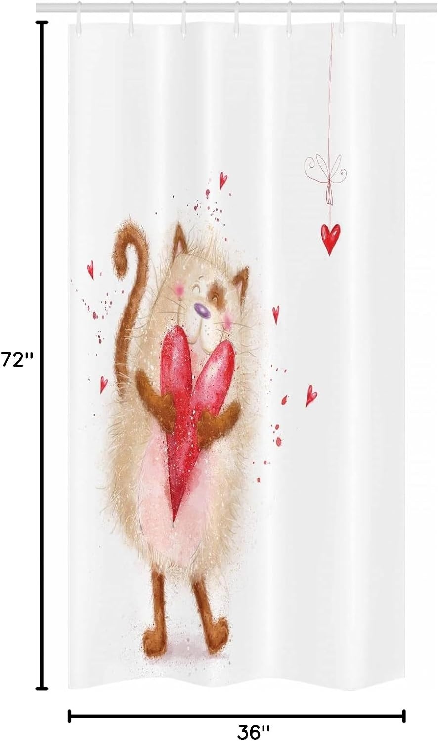 image:imageAmbesonne Love Shower Curtain Love Cat with Heart in Love Valentines Day Honeymoon Smile Joyful Cheering Cloth Fabric Bathroom Decor Set with Hooks 69 W x 84 L Brown Cream36W x 72L Pack of 1