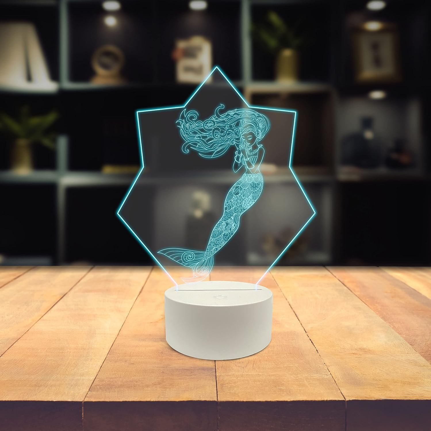 image:imageAmbesonne Marine Led Table Lamp Night Light Lighthouse for Sailors Navigate Road 3D Optical Illusion Acrylic Flat Touch Switch USB amp Battery Powered Gifts for Birthday Valentines Day AnniversaryImaginary Cretaure Woman with Fish Tail