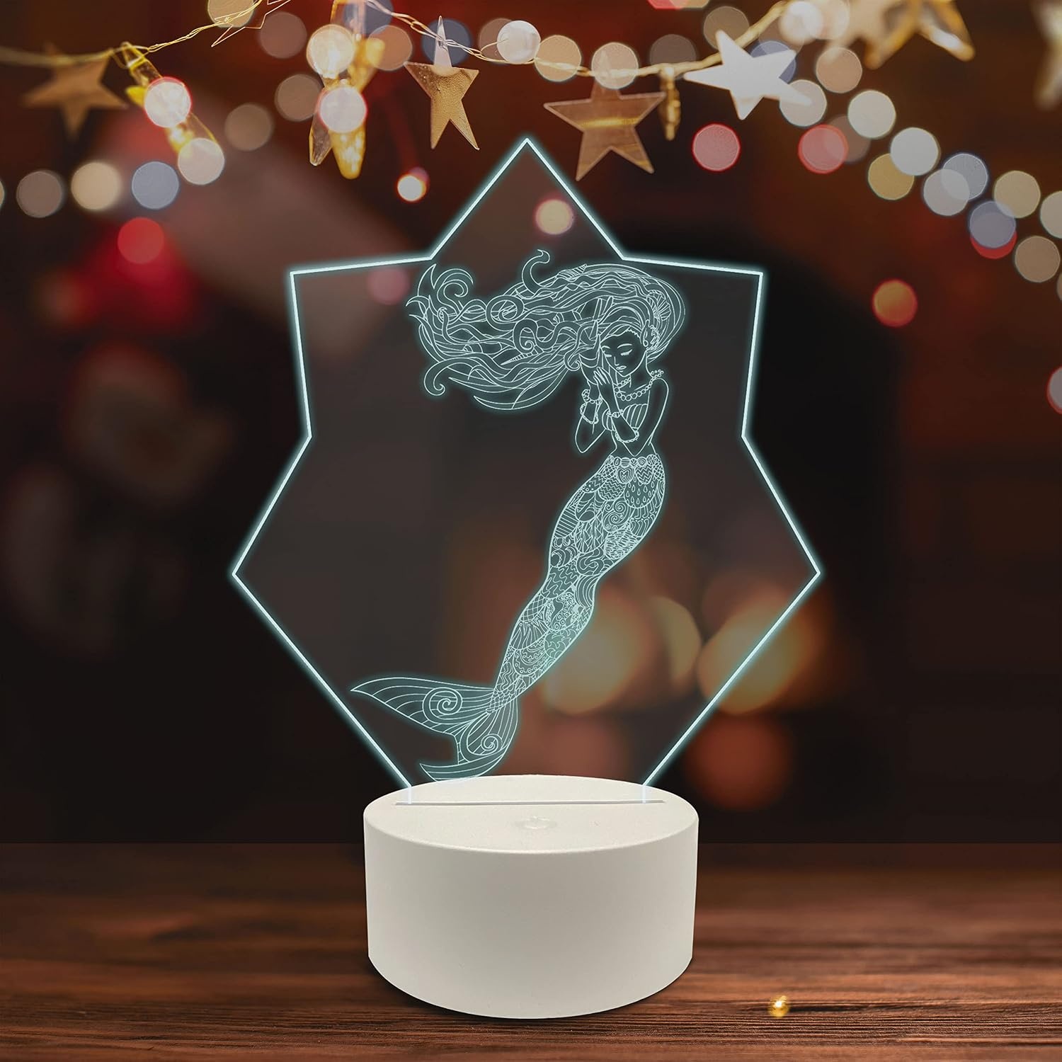 image:imageAmbesonne Marine Led Table Lamp Night Light Lighthouse for Sailors Navigate Road 3D Optical Illusion Acrylic Flat Touch Switch USB amp Battery Powered Gifts for Birthday Valentines Day AnniversaryImaginary Cretaure Woman with Fish Tail