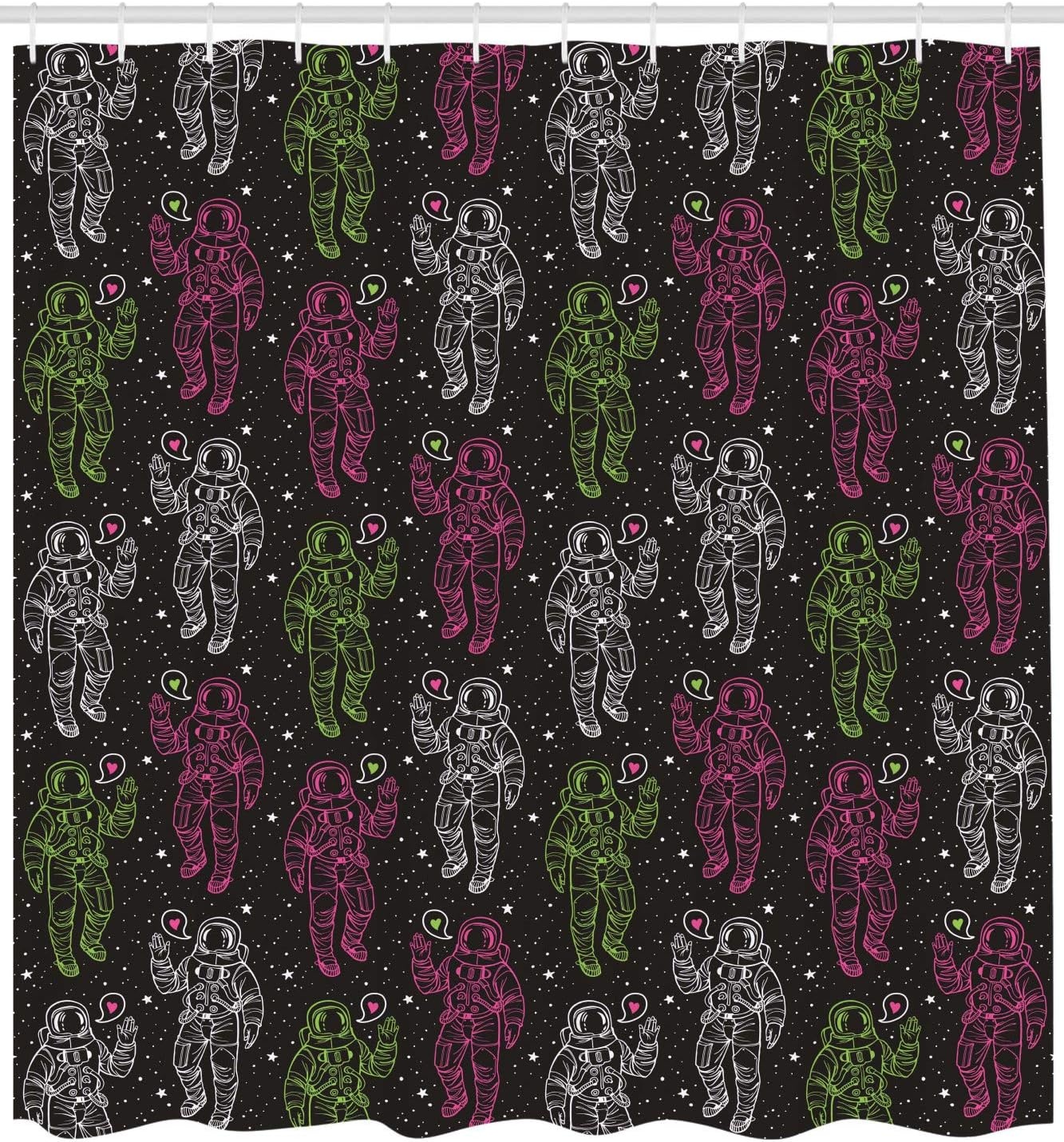 image:imageAmbesonne Outer Space Shower Curtain Cosmonaut with Heart Over Nebula Gas Cloud Love Valentines Theme Cloth Fabric Bathroom Decor Set with Hooks 69 W x 70 L Avocado Green69W x 84L Pack of 1