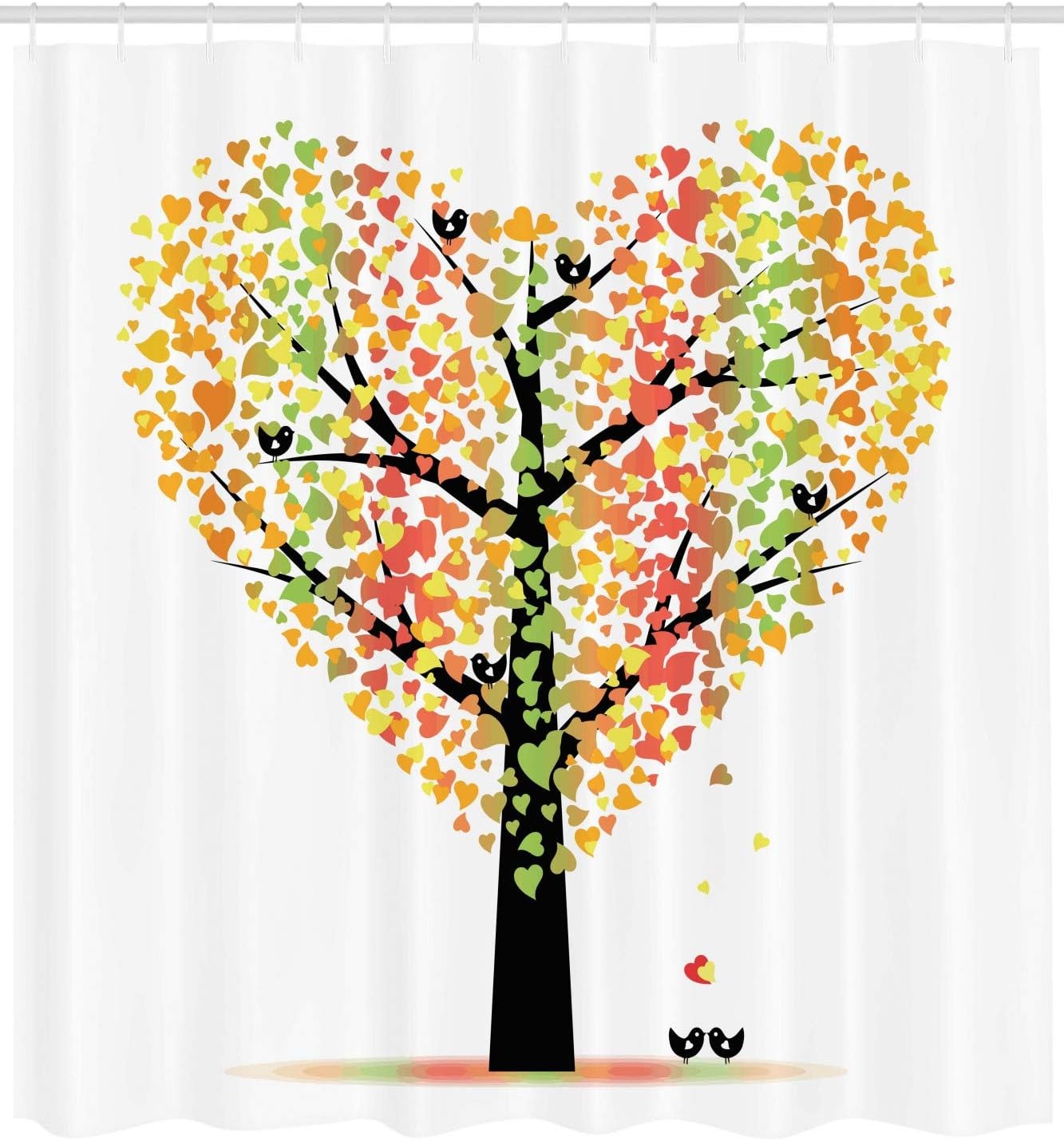 image:imageAmbesonne Tree of Life Shower Curtain Heart Shaped Valentine Tree with Kissing Love Birds Floral Leaf Nature Cloth Fabric Bathroom Decor Set with Hooks 69 W x 84 L Multicolor69 W x 84 L