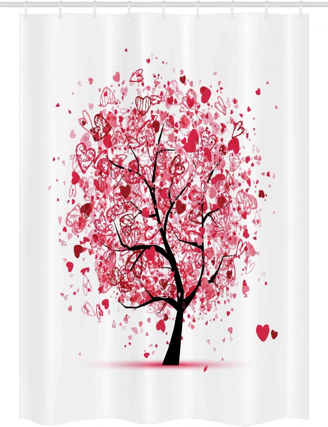 image:imageAmbesonne Tree of Life Shower Curtain Ornate Valentine Tree with Swirled Hearts and Doodles in Love Future Couple Cloth Fabric Bathroom Decor Set with Hooks 69 W x 70 L White Pink54W x 78L Pack of 1
