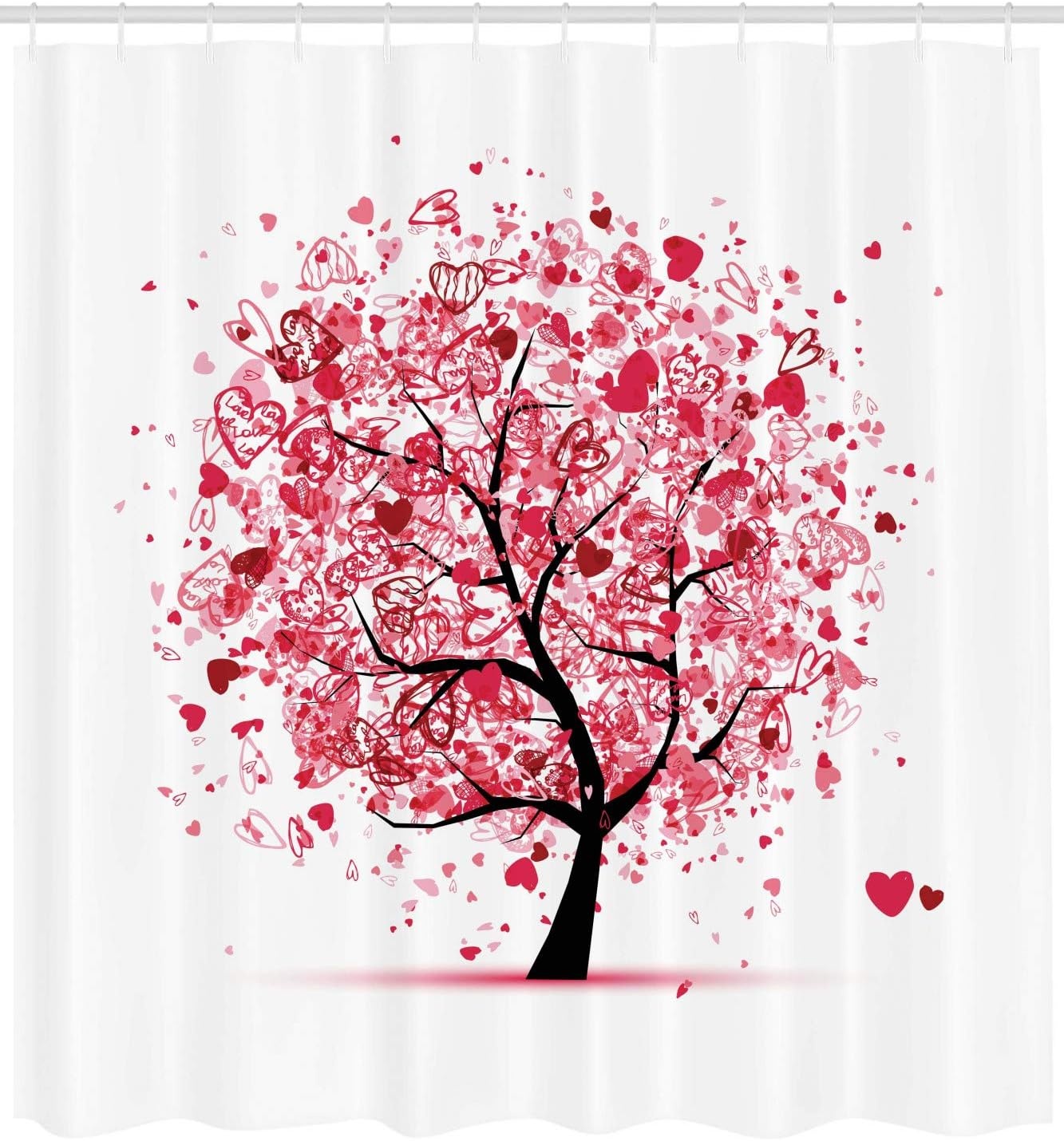 image:imageAmbesonne Tree of Life Shower Curtain Ornate Valentine Tree with Swirled Hearts and Doodles in Love Future Couple Cloth Fabric Bathroom Decor Set with Hooks 69 W x 70 L White Pink69W x 70L Pack of 1