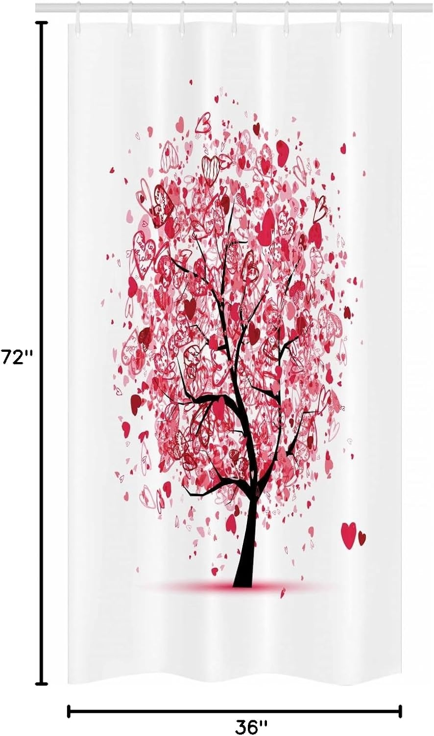 image:imageAmbesonne Tree of Life Shower Curtain Ornate Valentine Tree with Swirled Hearts and Doodles in Love Future Couple Cloth Fabric Bathroom Decor Set with Hooks 69 W x 70 L White Pink36W x 72L Pack of 1
