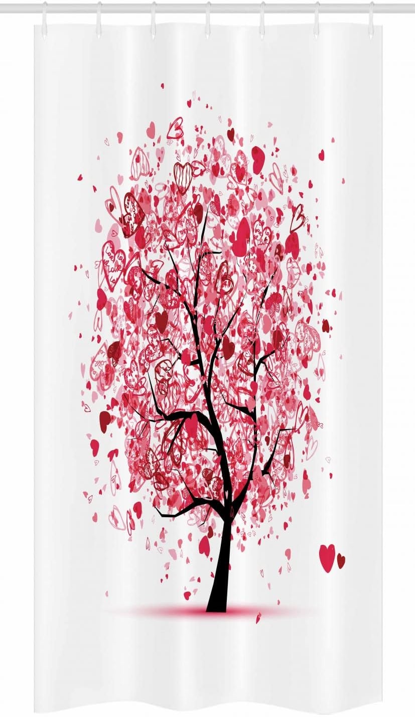 image:imageAmbesonne Tree of Life Shower Curtain Ornate Valentine Tree with Swirled Hearts and Doodles in Love Future Couple Cloth Fabric Bathroom Decor Set with Hooks 69 W x 70 L White Pink36W x 72L Pack of 1