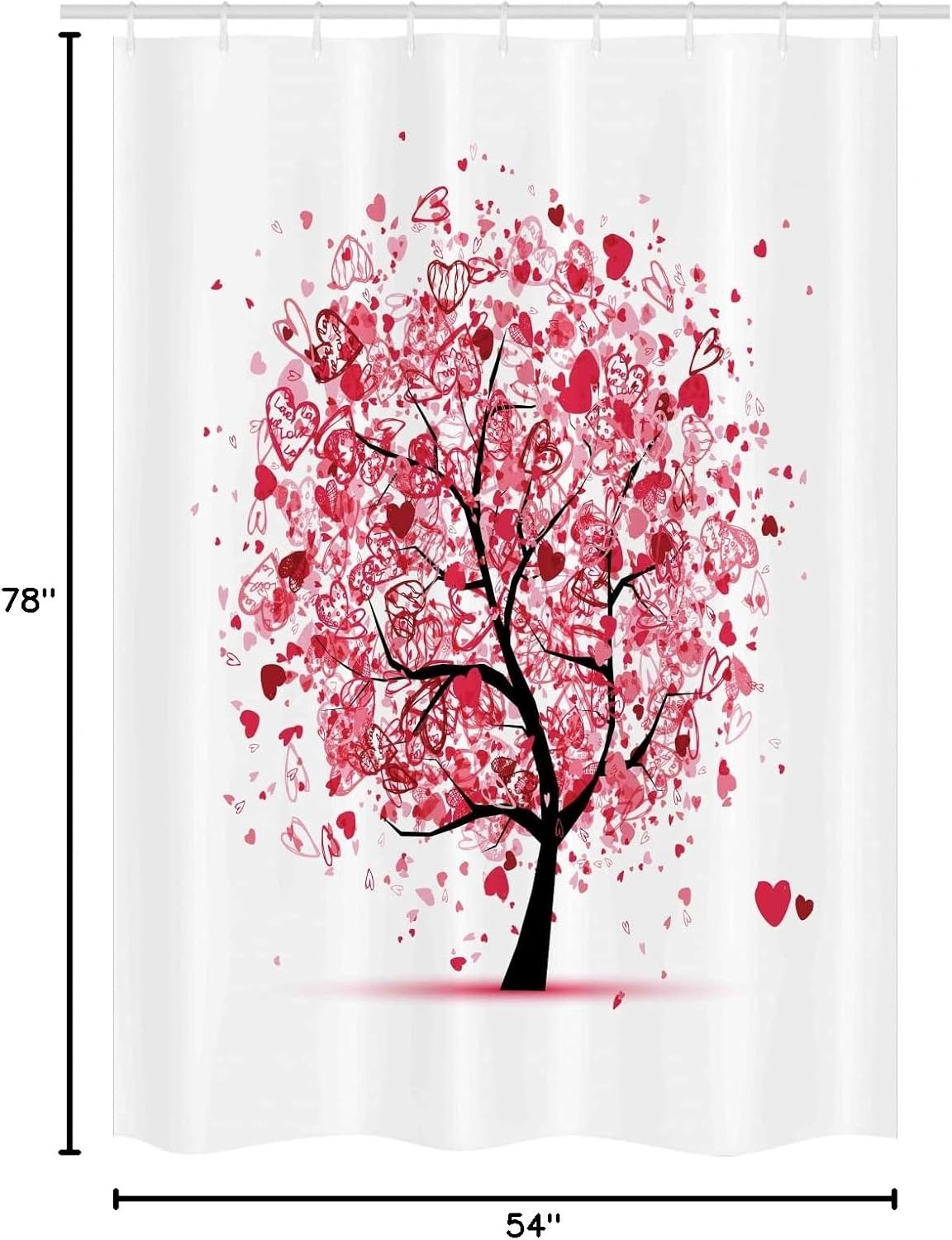 image:imageAmbesonne Tree of Life Shower Curtain Ornate Valentine Tree with Swirled Hearts and Doodles in Love Future Couple Cloth Fabric Bathroom Decor Set with Hooks 69 W x 70 L White Pink54W x 78L Pack of 1
