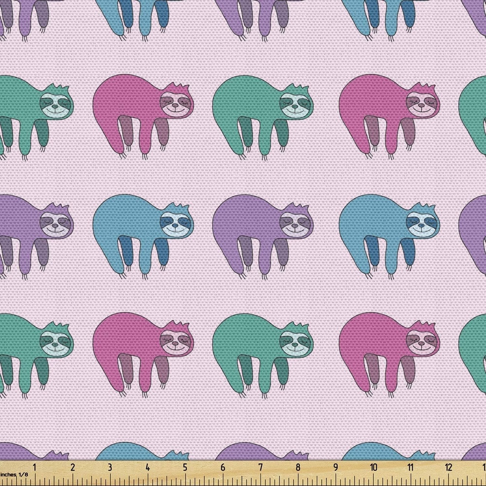 image:imageAmbesonne Cactus Fabric by The Yard Flamingos and Sleeping Plants in Pots Cartoon Pattern Tropical Bird Decorative Fabric for Upholstery and Home Accents 1 Yard Pink GreenPink Teal