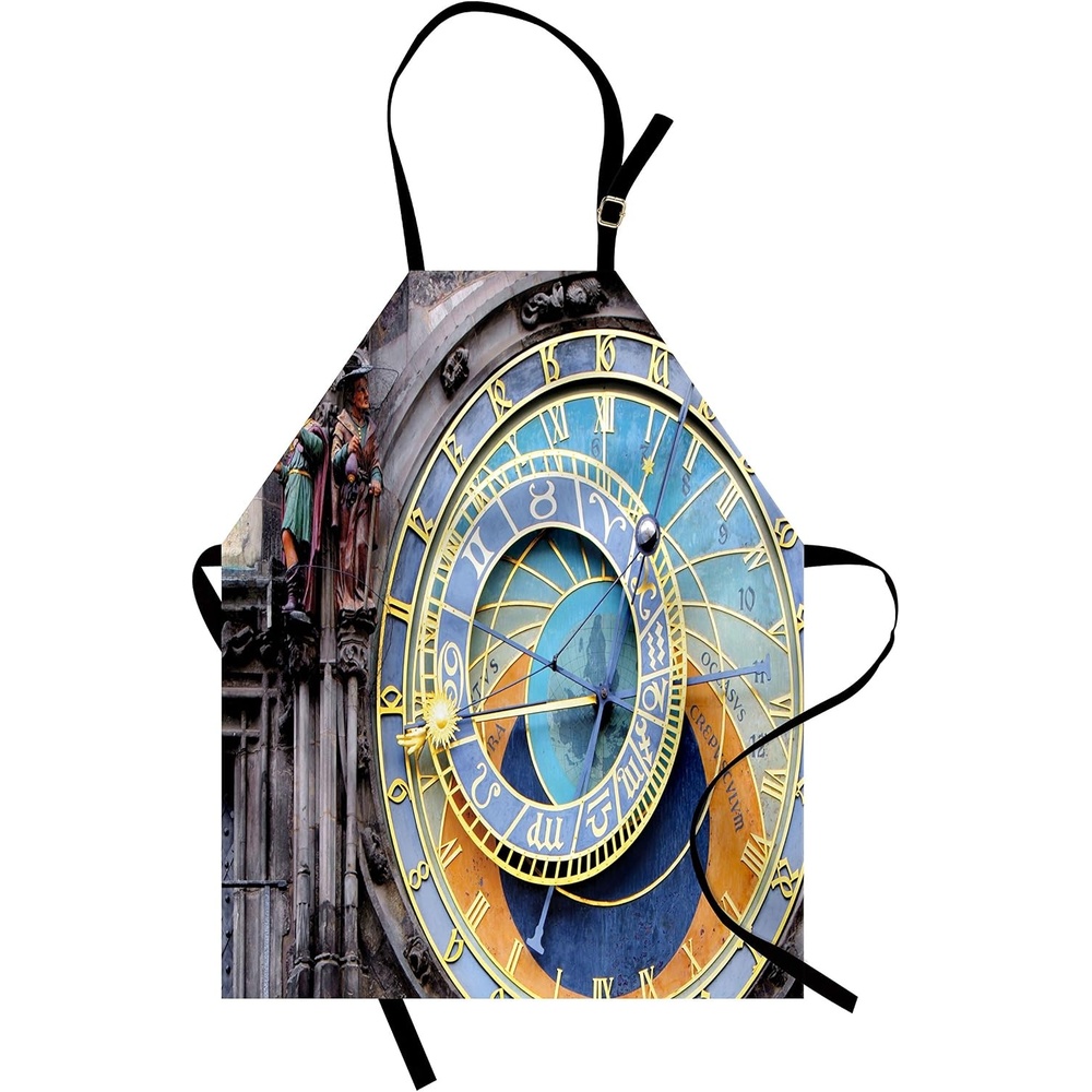 image:imageAmbesonne Clock Apron Prague Astronomical Clock in the Old Town an European Medieval Landmark of City Unisex Kitchen Bib with Adjustable Neck for Cooking Gardening Adult Size Blue Yellow