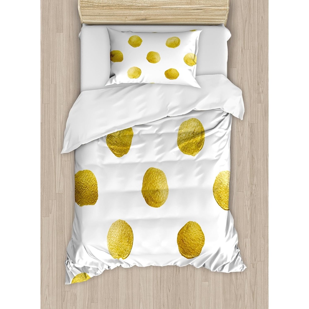 image:imageAmbesonne Halloween Duvet Cover Set Funny Bat with Plate Boo Fangs Scare Frighten Seasonal Cartoon Print Decorative 2 Piece Bedding Set with 1 Pillow Sham Twin Size White OrangeYellow and White