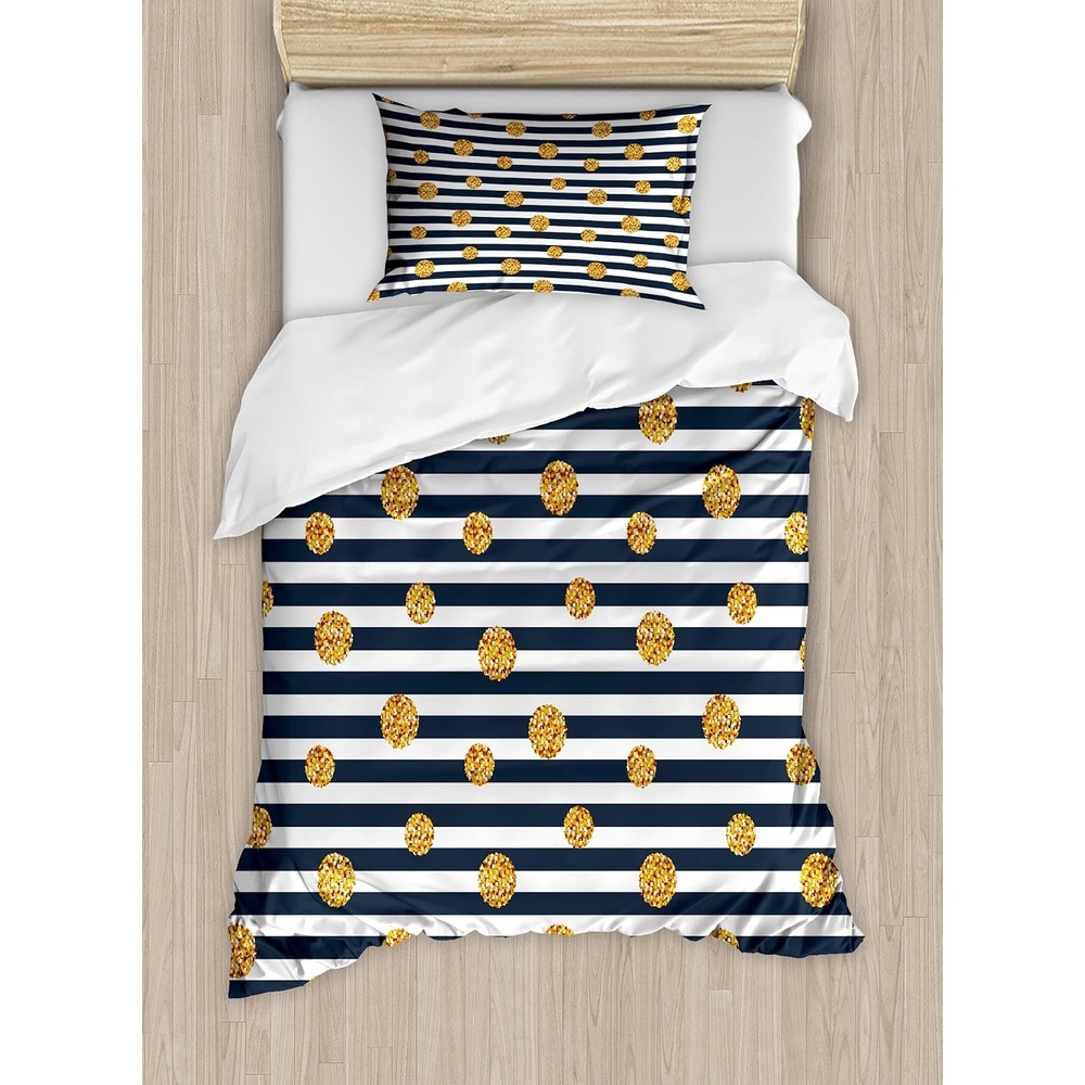 image:imageAmbesonne Halloween Duvet Cover Set Funny Bat with Plate Boo Fangs Scare Frighten Seasonal Cartoon Print Decorative 2 Piece Bedding Set with 1 Pillow Sham Twin Size White OrangeYellow Blue