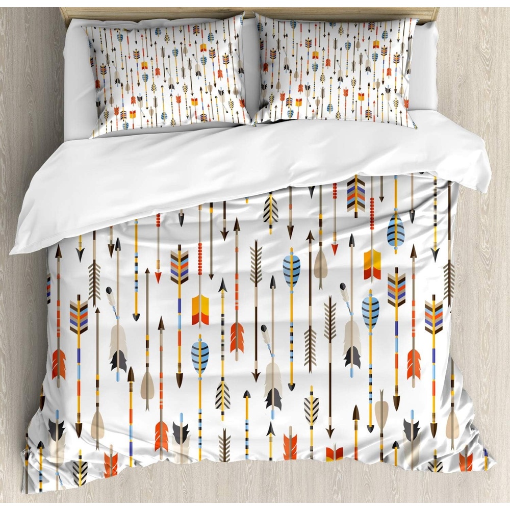 image:imageAmbesonne Halloween Duvet Cover Set Funny Bat with Plate Boo Fangs Scare Frighten Seasonal Cartoon Print Decorative 2 Piece Bedding Set with 1 Pillow Sham Twin Size White OrangeOrange