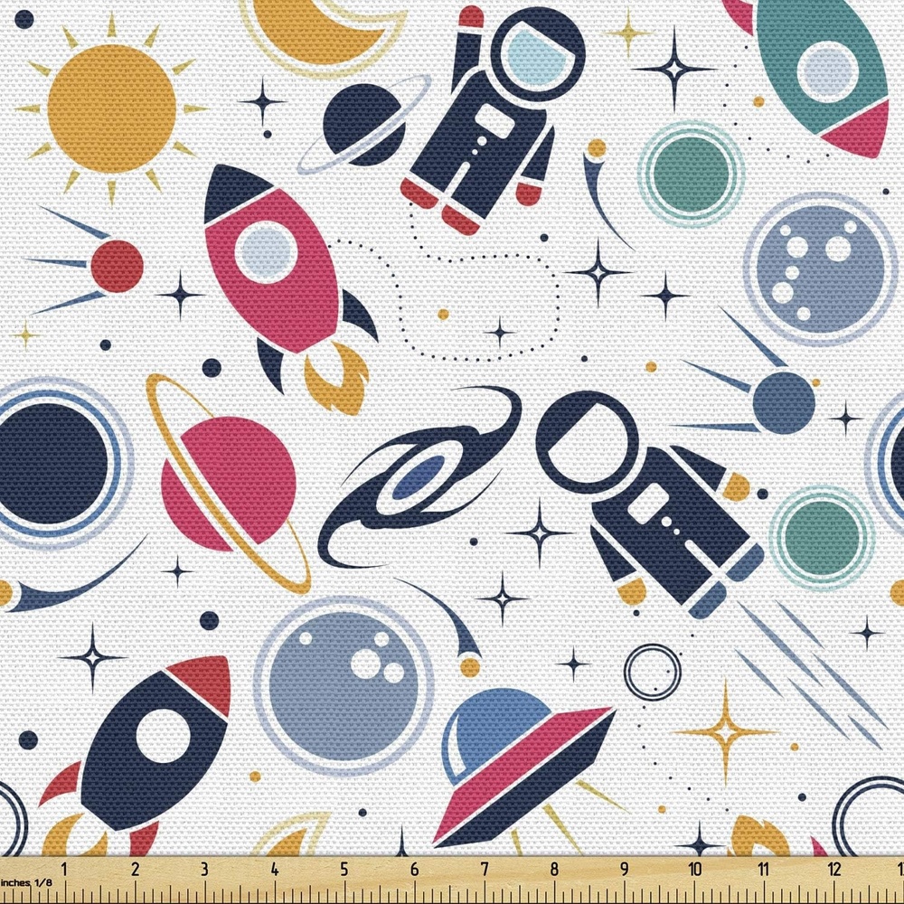 image:imageAmbesonne Plane Fabric by The Yard Cartoon Style Sky with Airplanes and Clouds Swirls Scrapbook Design Pattern Decorative Fabric for Upholstery and Home Accents 2 Yards White BlueMustard Magenta