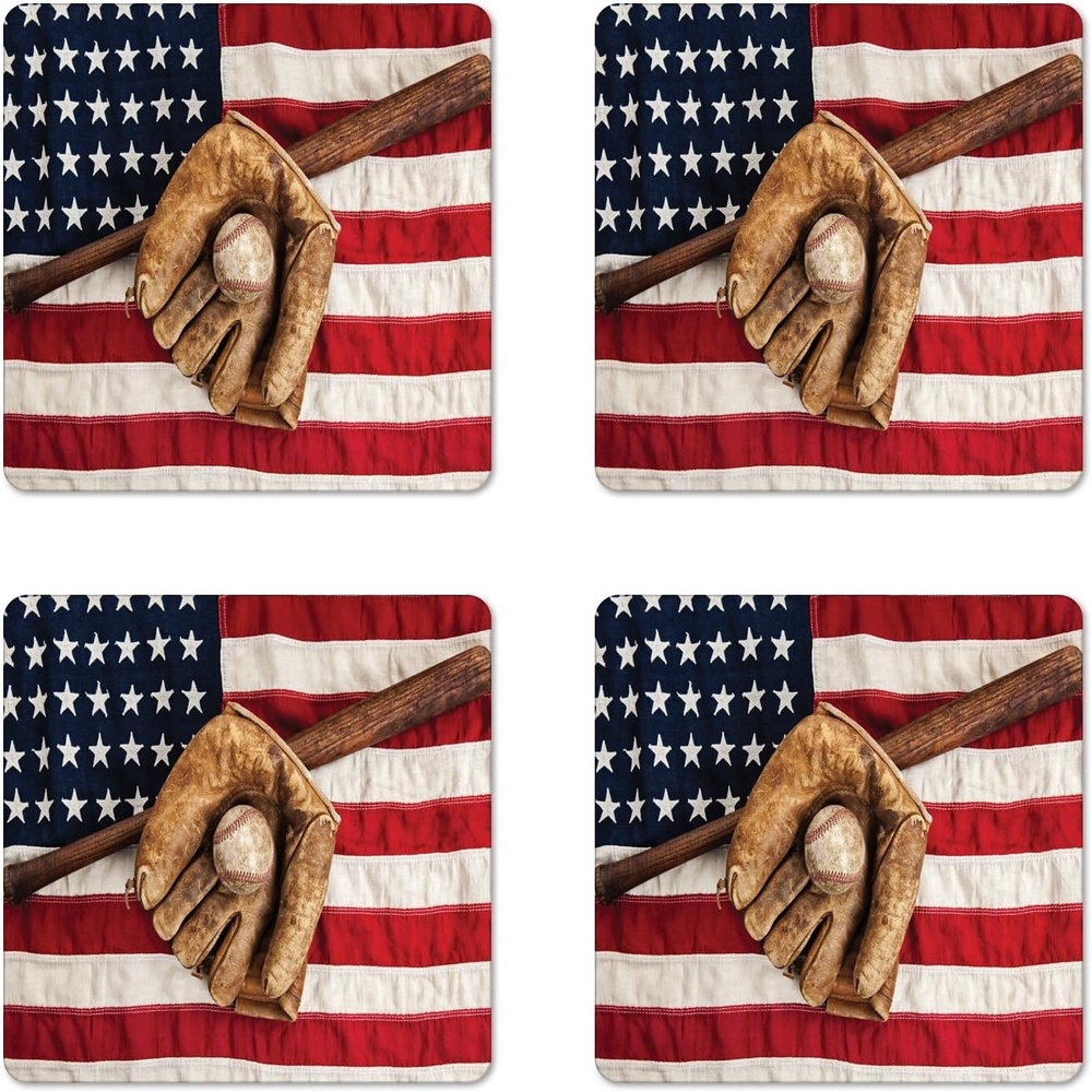 image:imageAmbesonne USA Coaster Set of 4 Welcome to Fabulous Las Vegas Nevada Sign Detailed Picture Traveler Urban Road Design Square Hardboard Gloss Coasters Standard Size Navy RedBrown Red