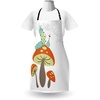 Ambesonne Alice in Wonderland Apron, Hookah Smoking Caterpillar Sitting on a Mushroom and Asking Who are You, Unisex Kitchen Bib with Adjustable Neck for Cooking Gardening, Adult Size, Teal Brown