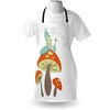 Ambesonne Alice in Wonderland Apron, Hookah Smoking Caterpillar Sitting on a Mushroom and Asking Who are You, Unisex Kitchen Bib with Adjustable Neck for Cooking Gardening, Adult Size, Teal Brown