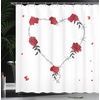 Ambesonne Barbed Wire Shower Curtain, Valentine Background with Heart Roses Chain Barbed Wire and Butterflies, Cloth Fabric Bathroom Decor Set with Hooks, 69″ W x 84″ L, Red Grey(69″W x 75″L (Pack of 1))
