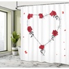 Ambesonne Barbed Wire Shower Curtain, Valentine Background with Heart Roses Chain Barbed Wire and Butterflies, Cloth Fabric Bathroom Decor Set with Hooks, 69″ W x 84″ L, Red Grey(69″W x 75″L (Pack of 1))