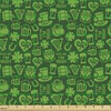 Ambesonne Cactus Fabric by The Yard, Flamingos and Sleeping Plants in Pots Cartoon Pattern Tropical Bird, Decorative Fabric for Upholstery and Home Accents, 1 Yard, Pink Green(Lime Green)