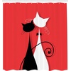 Ambesonne Cat Shower Curtain, Lover Kitty Silhouettes in Wedding Gowns Valentines Theme Bride and Groom, Cloth Fabric Bathroom Decor Set with Hooks, 69″ W x 84″ L, Coral White(69″W x 70″L (Pack of 1))